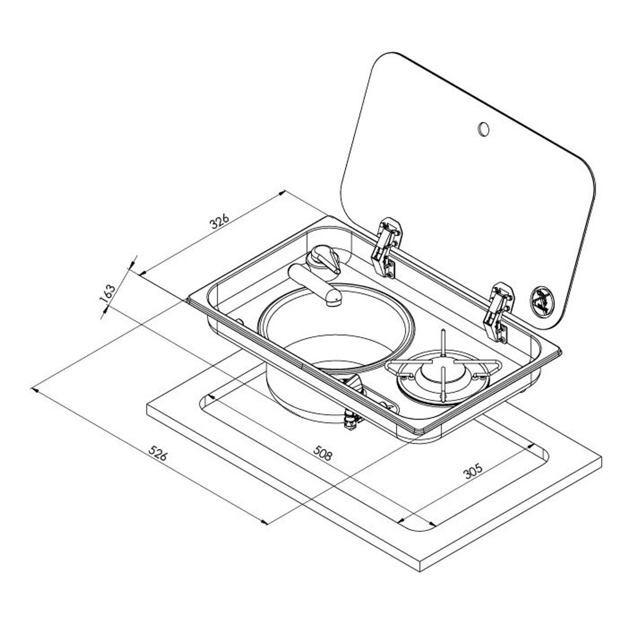 Navy Load Stainless Steel Single Hob With Left Hand Sink And Glass Lid NL.24001 2 Navy Load Stainless Steel Single Hob With Left Hand Sink And Glass Lid NL.24001 - Image 2