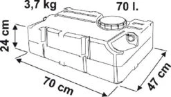 Fiamma 70 Litre Caravan Motorhome On Board Water Tank -Camping Equipment Store 70L dims 39101.1380208146