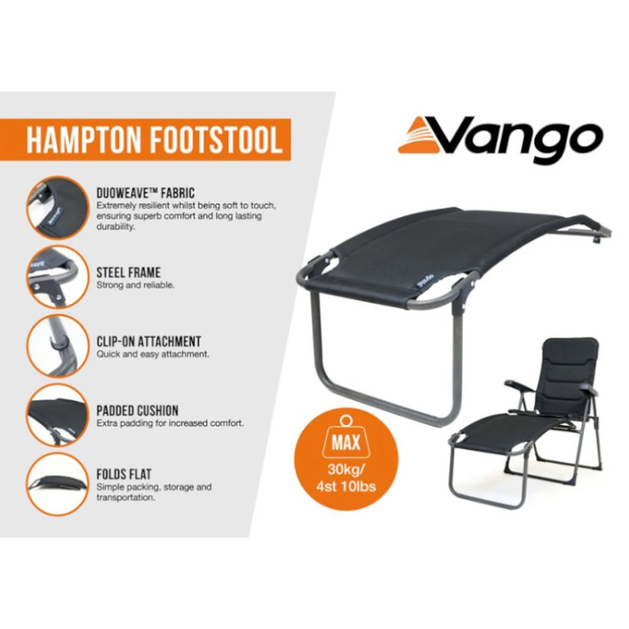 Vango Hampton Padded Footstool - Excalibur 3 Vango Hampton Padded Footstool - Excalibur - Image 3