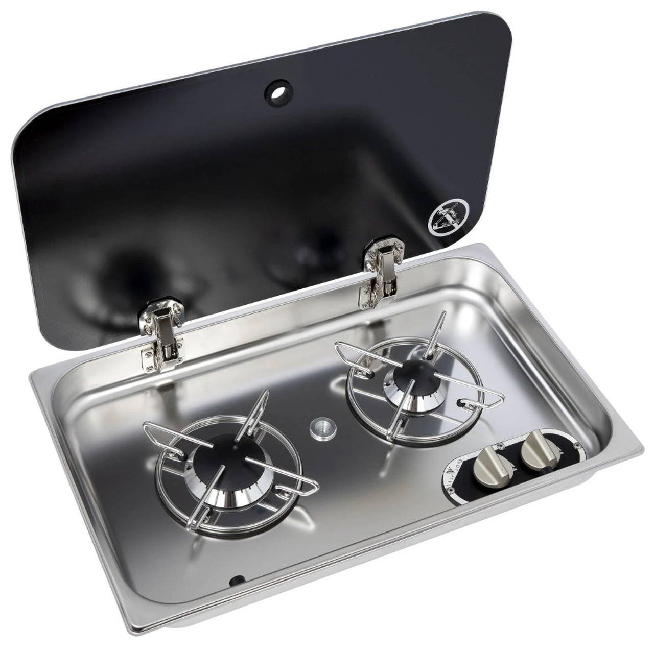 Navy Load Built In Stainless Steel Double Burner Hob With Glass Lid NL.21002 1 Navy Load Built In Stainless Steel Double Burner Hob With Glass Lid NL.21002