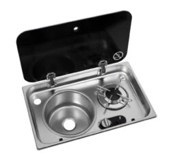 Navy Load Stainless Steel Single Hob With Left Hand Sink And Glass Lid NL.24001