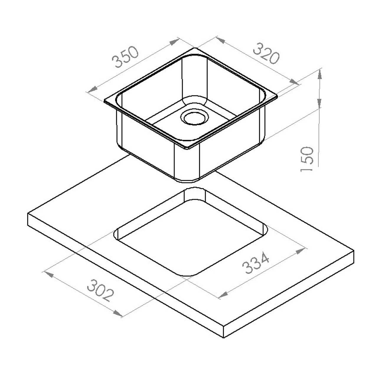 Navy Load Stainless Steel Rectangular 350x320 Sink NL.30010 2 Navy Load Stainless Steel Rectangular 350x320 Sink NL.30010 - Image 2