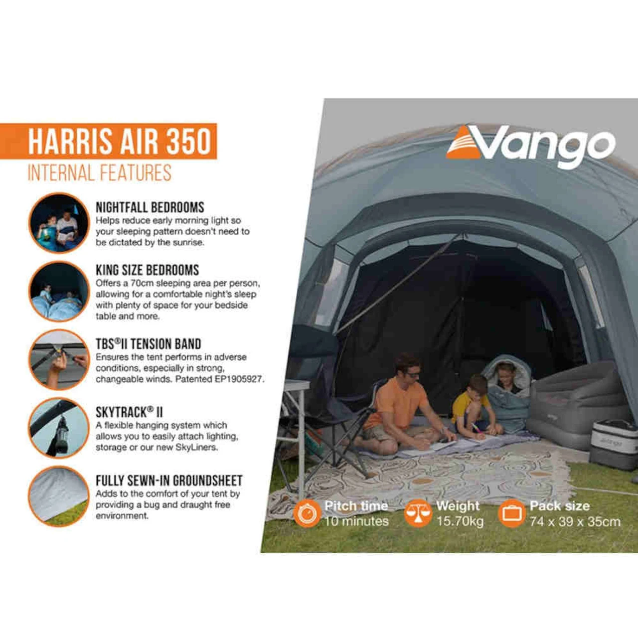 Vango Harris Air 350 Family Camping Tent 5 Vango Harris Air 350 Family Camping Tent - Image 5