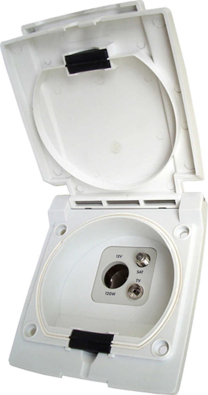Bullfinch Satellite, TV & 12v Outlet Point - White 1 Bullfinch Satellite, TV & 12v Outlet Point - White