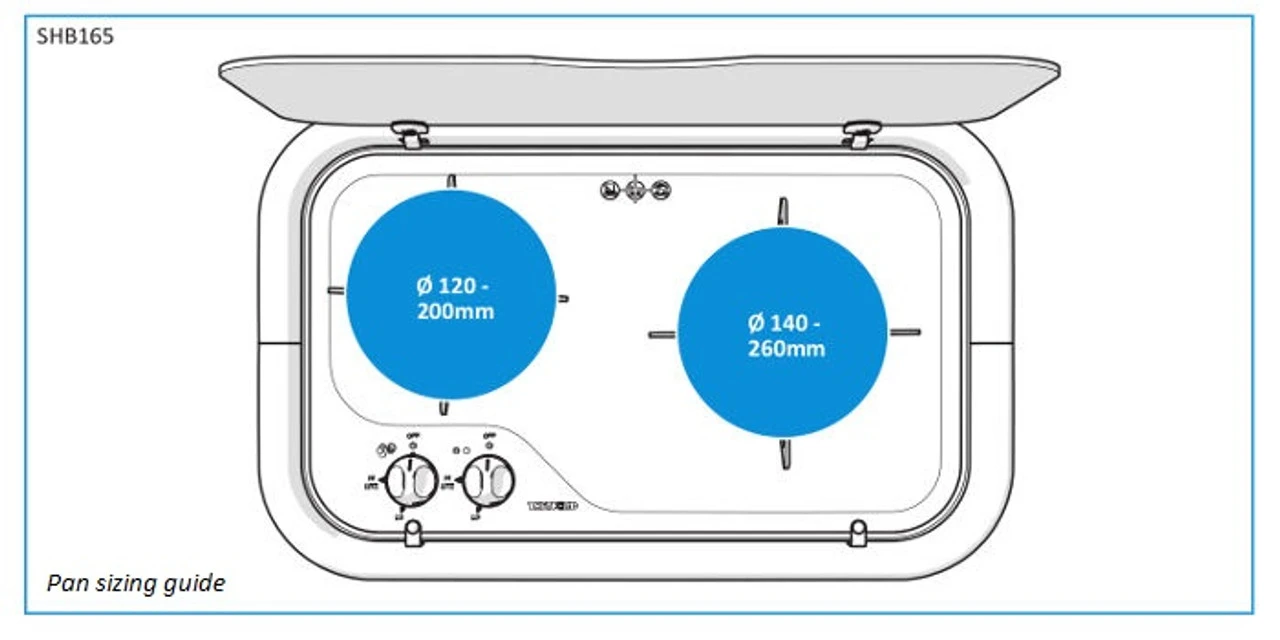 Thetford Topline 165 2 Burner Campervan Motorhome Hob Long Side 2 Thetford Topline 165 2 Burner Campervan Motorhome Hob Long Side - Image 2